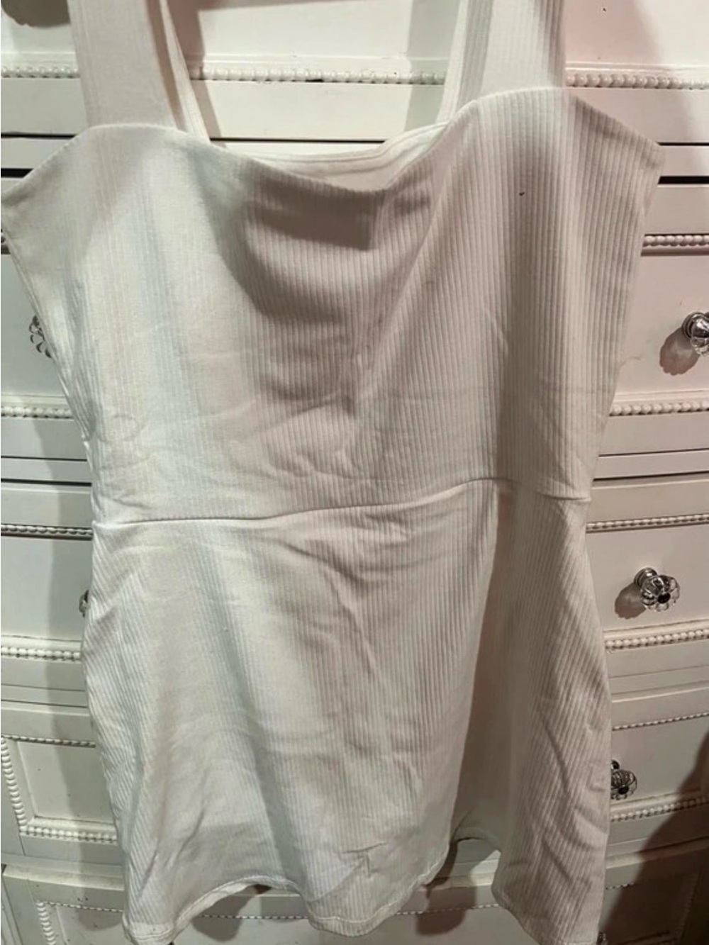 Victoria's Secret PINKWhite Ribbed Square-Neck Women’s Dress